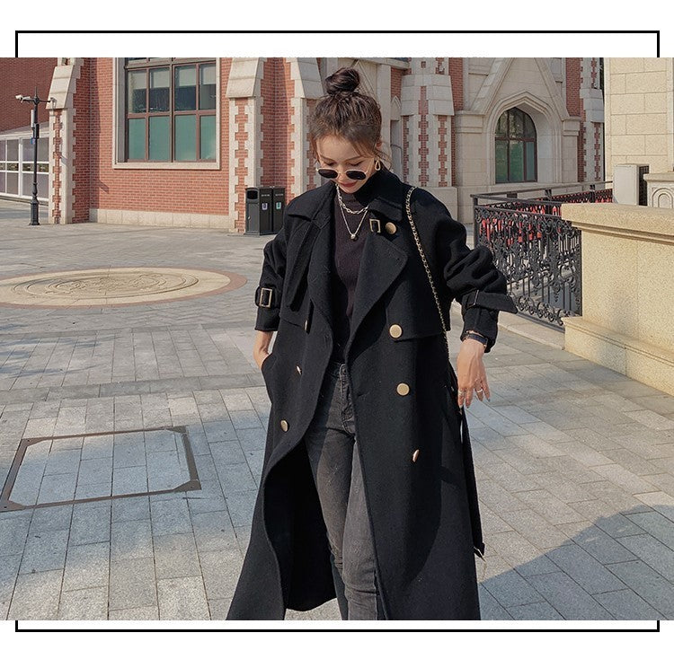 2024 Pure New Plus Size Women's Clothing Big Woman Woolen Coat Slimming Long Loose Woolen Coat 100.00kg