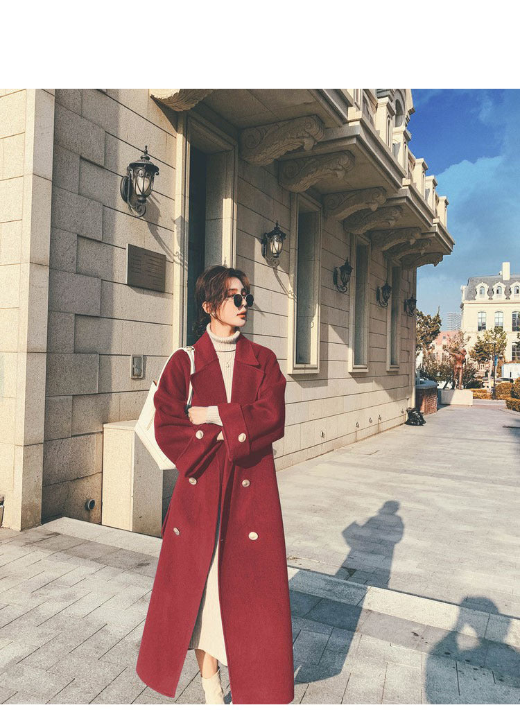 2024 Pure New Plus Size Women's Clothing Big Woman Woolen Coat Slimming Long Loose Woolen Coat 100.00kg