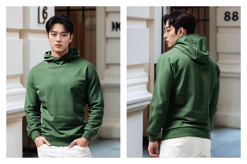 Turtleneck Hoodie Men's Cotton Loose Sports 2023 New Hoodie Pullover Top Outerwear Autumn and Winter