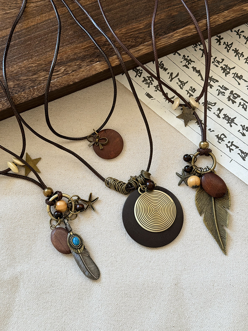 Zen Female Ethnic Style Twin Bohemia Feather
