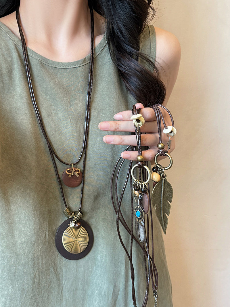 Zen Female Ethnic Style Twin Bohemia Feather