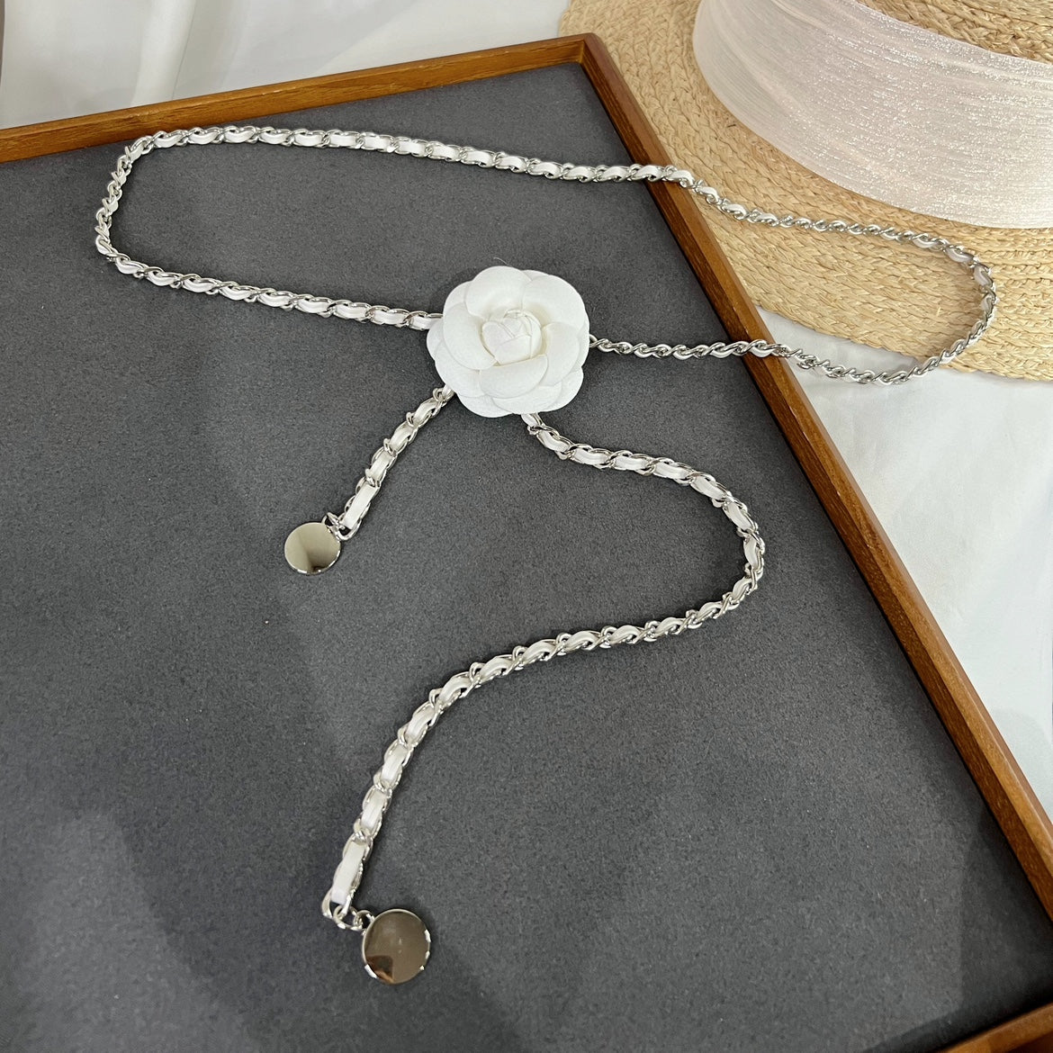 Women's Elegance Spring New Accessories Camellia Decoration Thin Waist Chain Waist-Tight Matching Dress Long Shirt Narrow Belt