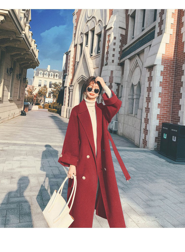 2024 Pure New Plus Size Women's Clothing Big Woman Woolen Coat Slimming Long Loose Woolen Coat 100.00kg