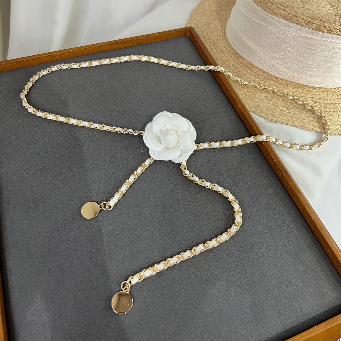 Women's Elegance Spring New Accessories Camellia Decoration Thin Waist Chain Waist-Tight Matching Dress Long Shirt Narrow Belt