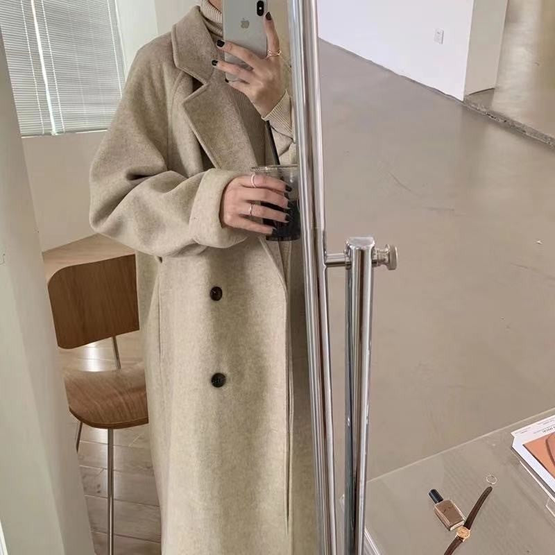 2024 Pure New Plus Size Women's Clothing Big Woman Woolen Coat Slimming Long Loose Woolen Coat 100.00kg