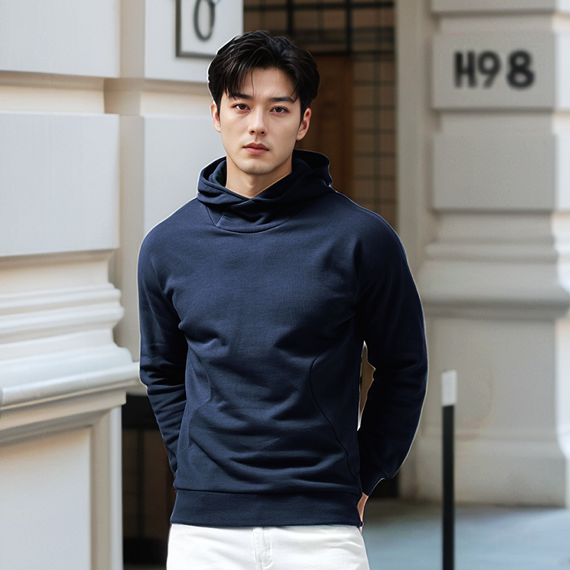 Turtleneck Hoodie Men's Cotton Loose Sports 2023 New Hoodie Pullover Top Outerwear Autumn and Winter