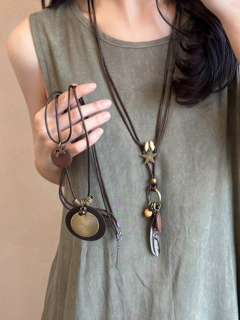 Zen Female Ethnic Style Twin Bohemia Feather