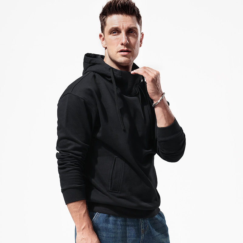 Turtleneck Hoodie Men's Cotton Loose Sports 2023 New Hoodie Pullover Top Outerwear Autumn and Winter