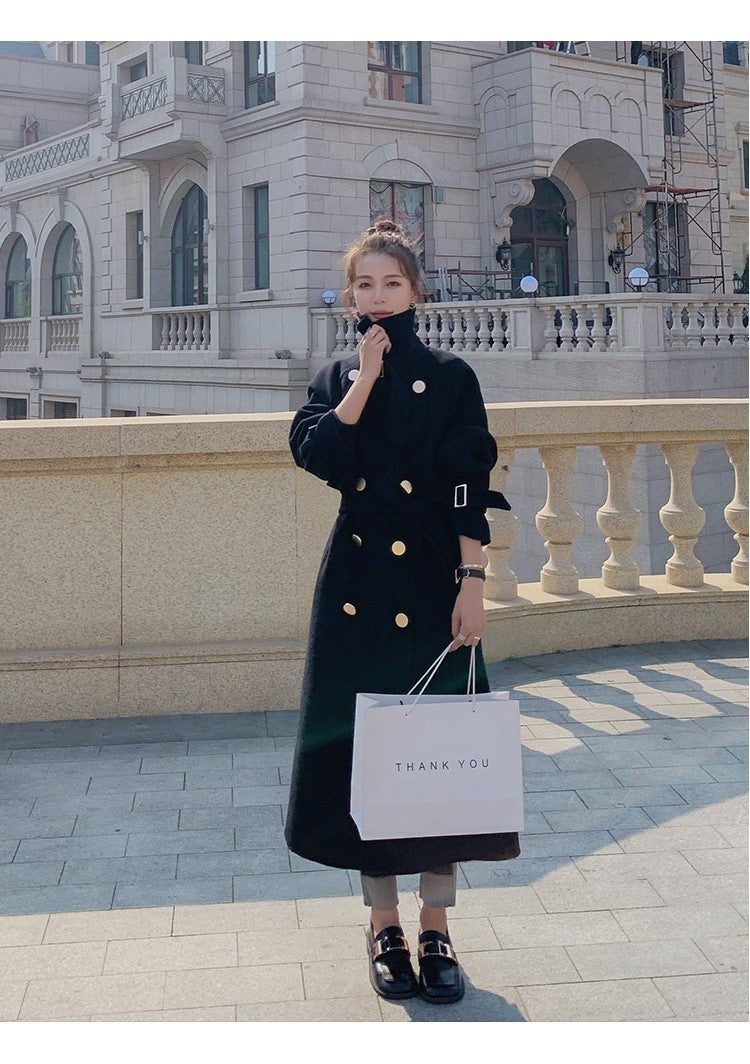 2024 Pure New Plus Size Women's Clothing Big Woman Woolen Coat Slimming Long Loose Woolen Coat 100.00kg