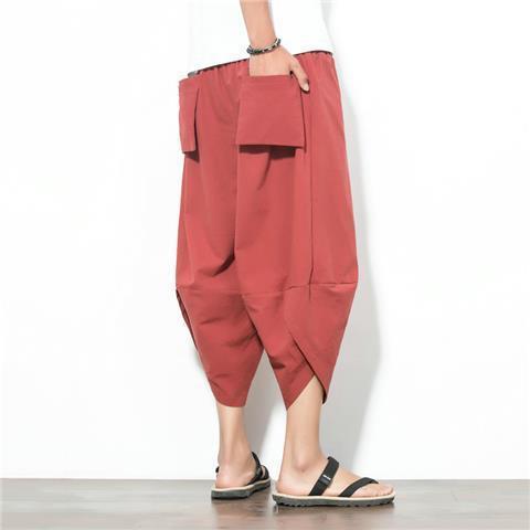 Cropped Linen Pants Loose Plus Size Trend Casual Men