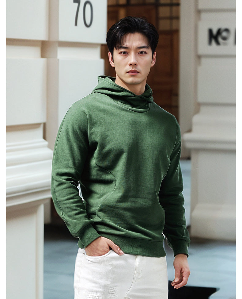 Turtleneck Hoodie Men's Cotton Loose Sports 2023 New Hoodie Pullover Top Outerwear Autumn and Winter