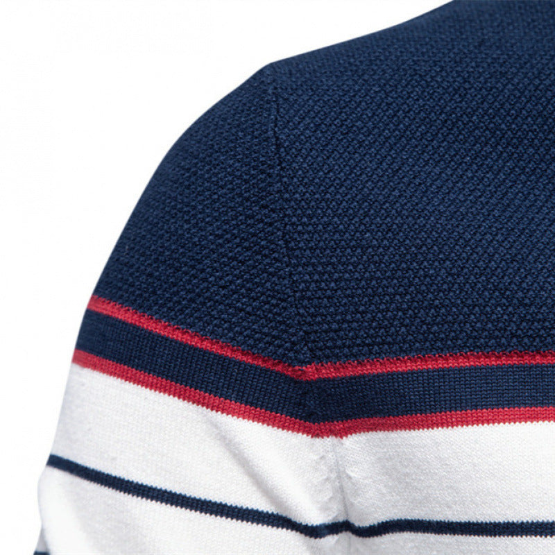 Men's Fashion Casual Striped Color Matching Long-sleeved Sweater