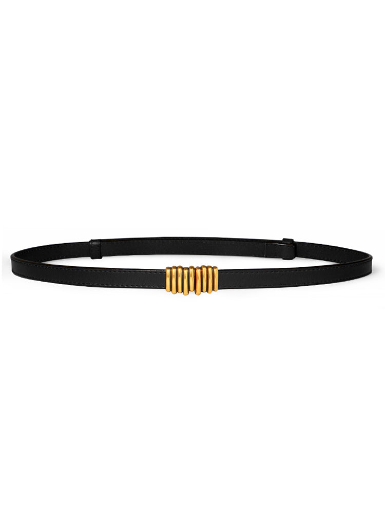 Women's Leather Easiest for Match Accessories Sweater Black Thin Belt