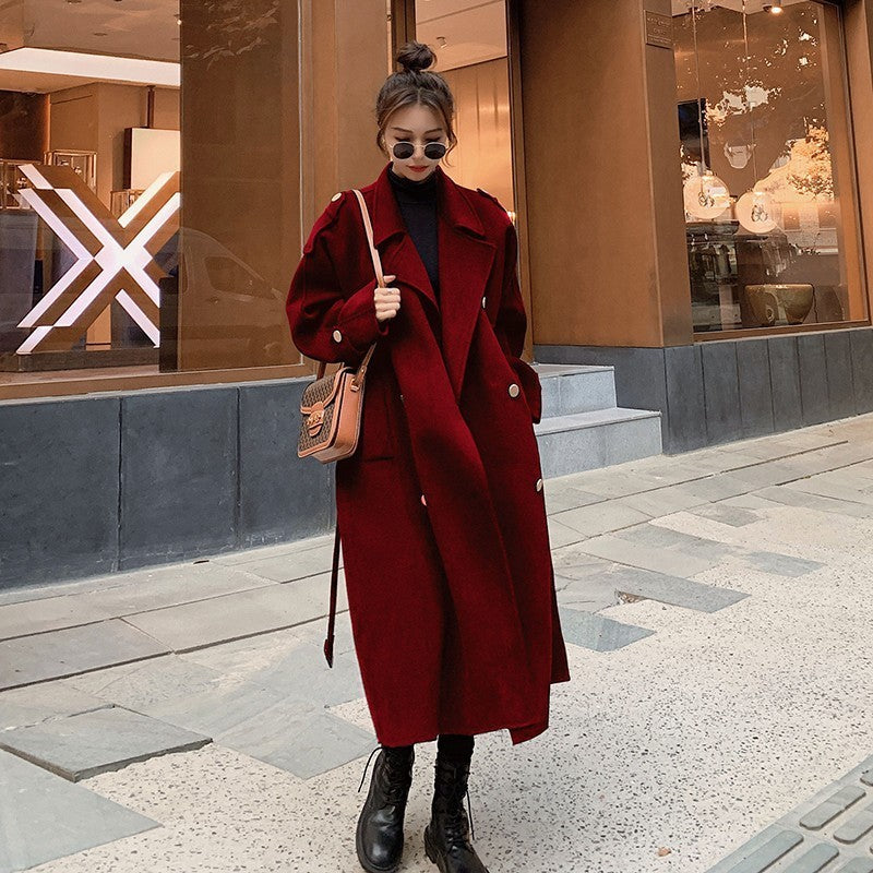 2024 Pure New Plus Size Women's Clothing Big Woman Woolen Coat Slimming Long Loose Woolen Coat 100.00kg
