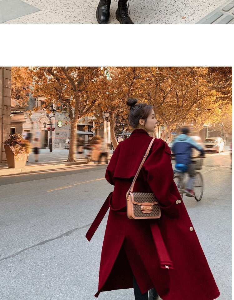 2024 Pure New Plus Size Women's Clothing Big Woman Woolen Coat Slimming Long Loose Woolen Coat 100.00kg