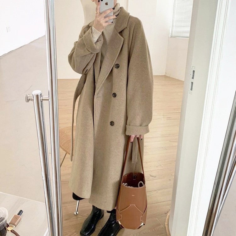 2024 Pure New Plus Size Women's Clothing Big Woman Woolen Coat Slimming Long Loose Woolen Coat 100.00kg