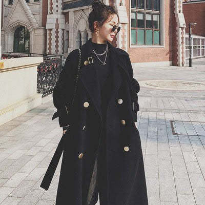 2024 Pure New Plus Size Women's Clothing Big Woman Woolen Coat Slimming Long Loose Woolen Coat 100.00kg