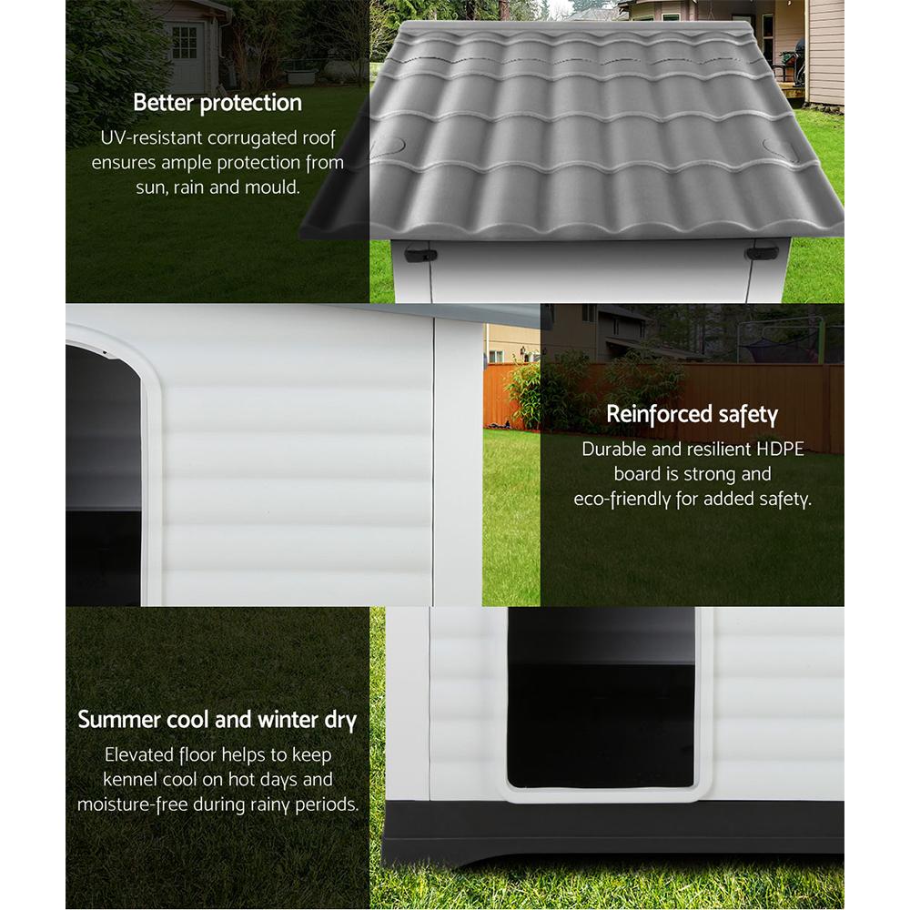 i.Pet Dog Kennel House Extra Large Outdoor Plastic Puppy Pet Cabin