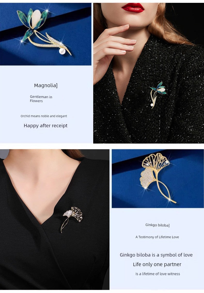 Women's Day Gift to Give Mom for Wife High-End Corsage Brooch Female Classy Exquisite Pin Accessories Fancy