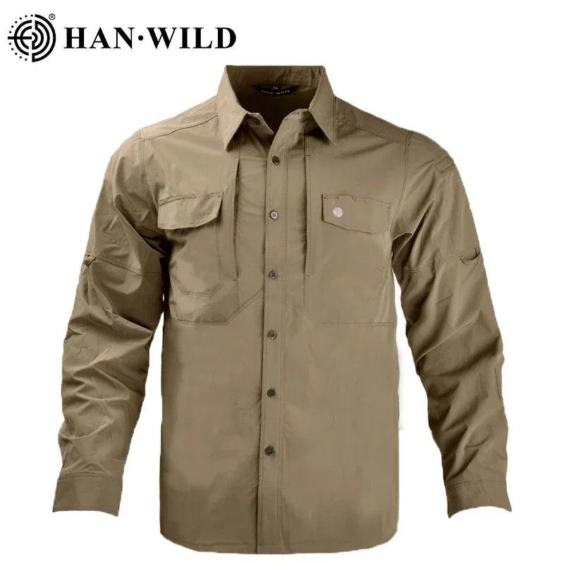 Casual Shirt Camping Tactical Shirts for Men Lightweight Quick Drying Hiking Long Sleeve Work Cargo Airsoft Hunting Clothes