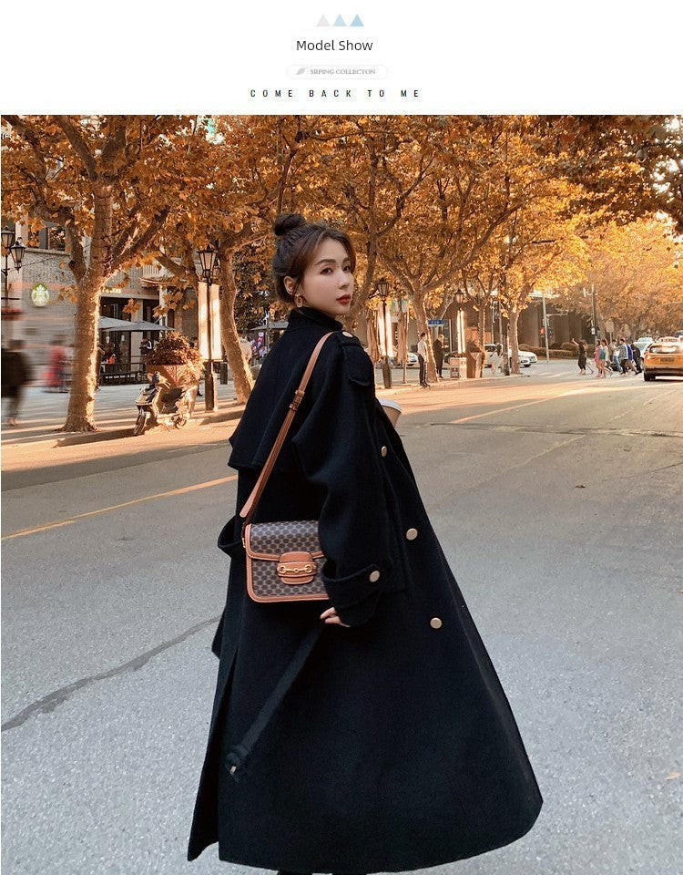2024 Pure New Plus Size Women's Clothing Big Woman Woolen Coat Slimming Long Loose Woolen Coat 100.00kg