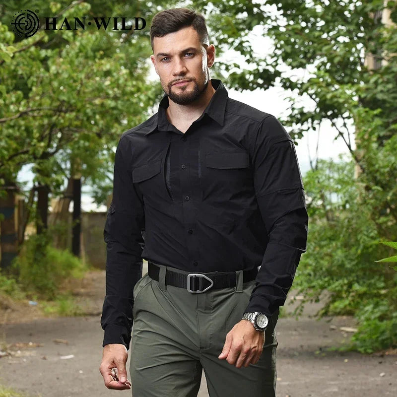 Casual Shirt Camping Tactical Shirts for Men Lightweight Quick Drying Hiking Long Sleeve Work Cargo Airsoft Hunting Clothes