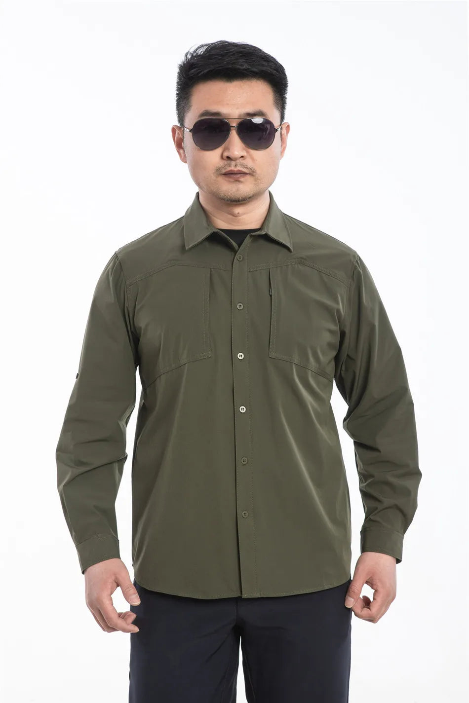Outdoor Elastic Quick Drying Tactical Shirt Commuting Hunting Hiking Shirt Breathable Wear-resistant Splashproof Sports Shirt