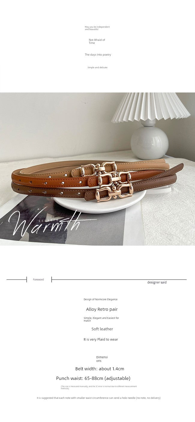 Women's Thin Belt Matching Dress Shirt Businese Suit Accessories Coat Sweater Genuine Leather Tight Waist Small Belt Corset