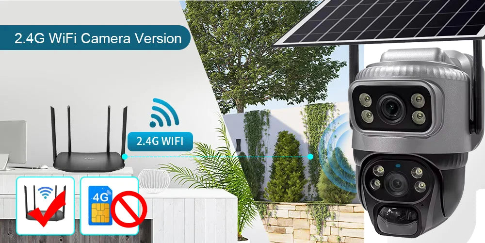 V380 Dual Lens 4G Camera Solar PIR Human Detection Night Vision Waterproof Security Video IP Camara 8MP 4K Battery CCTV Monitor
