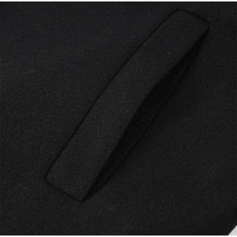 Women Oversize Loose Double Button Lapel Overcoat Fashion Black Woolen Long Coat With Belt Autumn New Street Female Outerwear