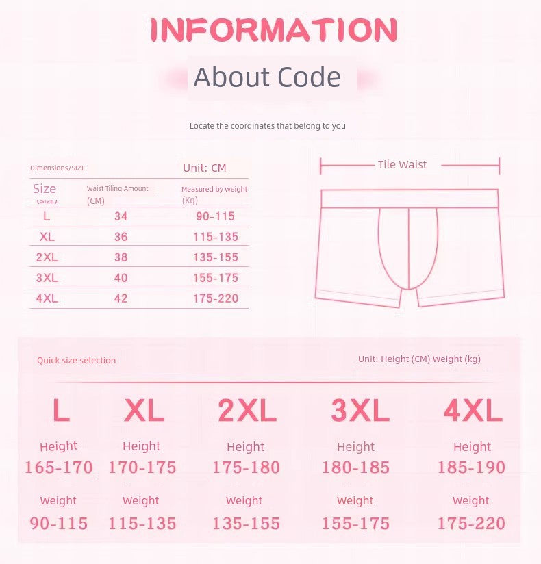 2024 New Arrival Boxers Antibacterial Pink Cute Cartoon Boys Boxer Shorts Shorts Men Underwear Ice Silk