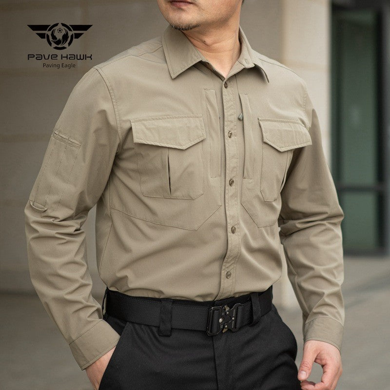 Outdoor Mountaineering Camping Tactical Men's Shirt Paving Eagle Warhawk Elastic Fabric Quick-Drying Stretch Shirt Military Fan Clothing