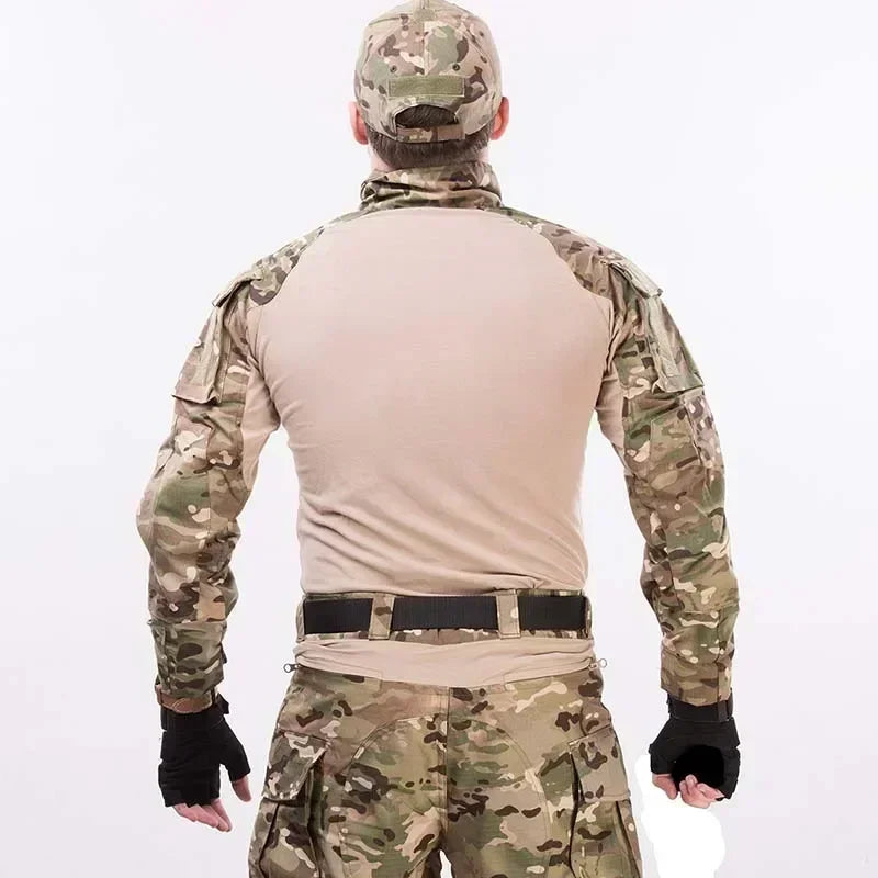Men's Safari Shirt Outdoor Camouflage Long Sleeve Working Camping Fishing Softair Men Clothing with 1/4 Zipper Hiking Shirts
