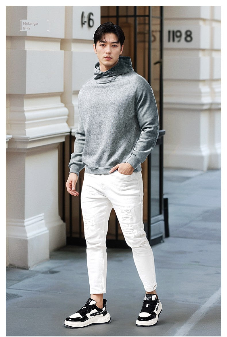 Turtleneck Hoodie Men's Cotton Loose Sports 2023 New Hoodie Pullover Top Outerwear Autumn and Winter