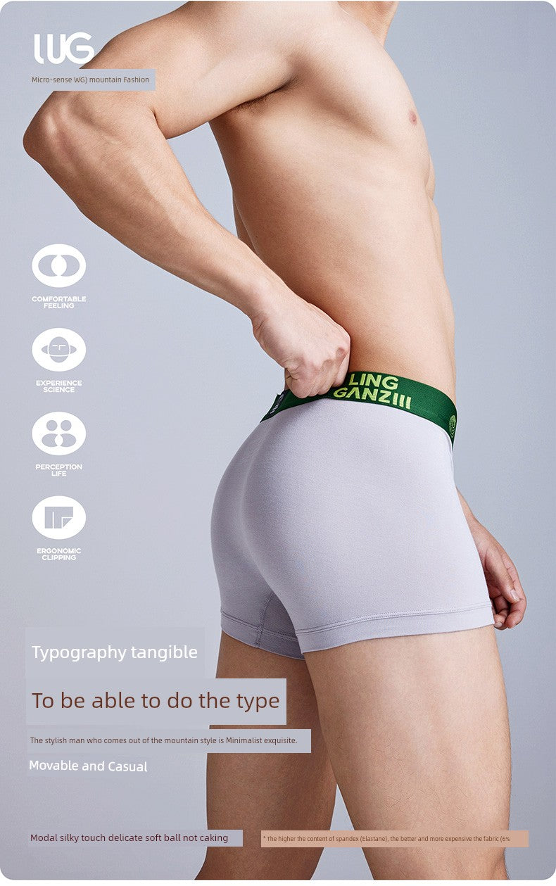 Zero Perception Men Underwear Classy Modal Boys Boxers Boxers Mid Waist Sports Underpants Wg40m1