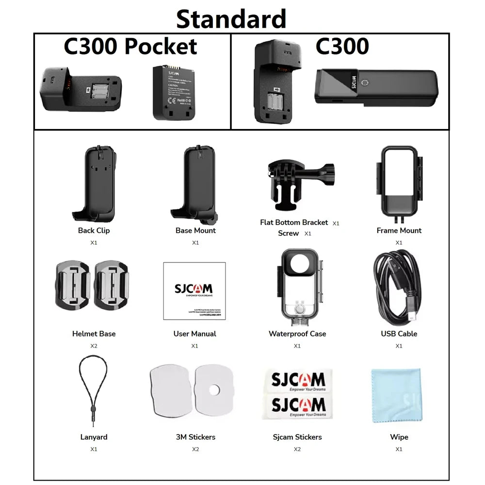SJCAM C300 Pocket Action Camera 4K FHD With Long Battery Life Video 30M Waterproof 5G WiFi Camera Sport Action Cam