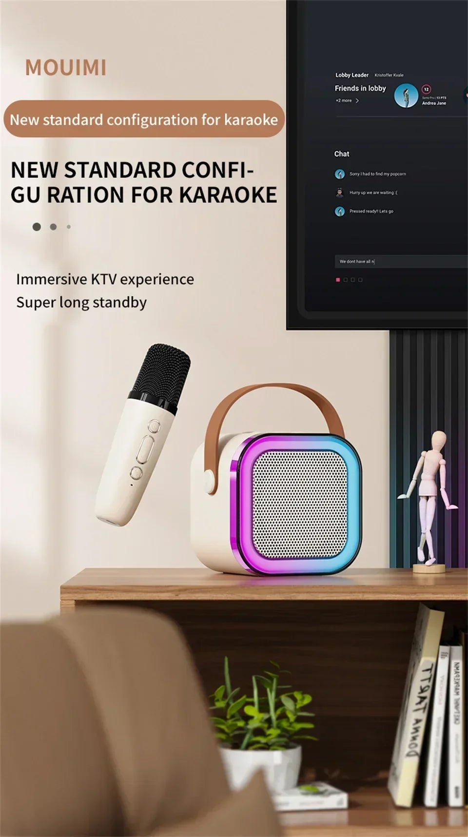 Machine Bluetooth K12 Wireless Microphone Karaoke Speaker KTV HIFI Stereo Sound RGB Colorful LED Lights For Outdoor Home Party