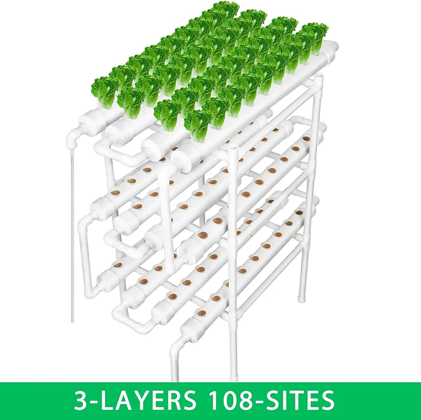 3-Layer/108 Sites Hydroponics System Growing Kits PVC Pipe Garden Vegetable Herbs Planting Tools