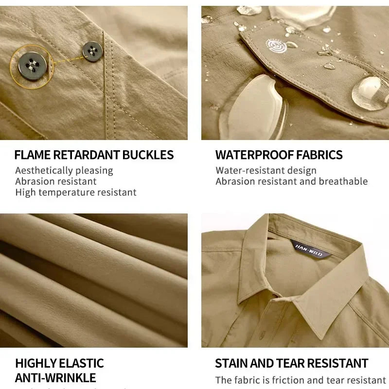 Casual Shirt Camping Tactical Shirts for Men Lightweight Quick Drying Hiking Long Sleeve Work Cargo Airsoft Hunting Clothes