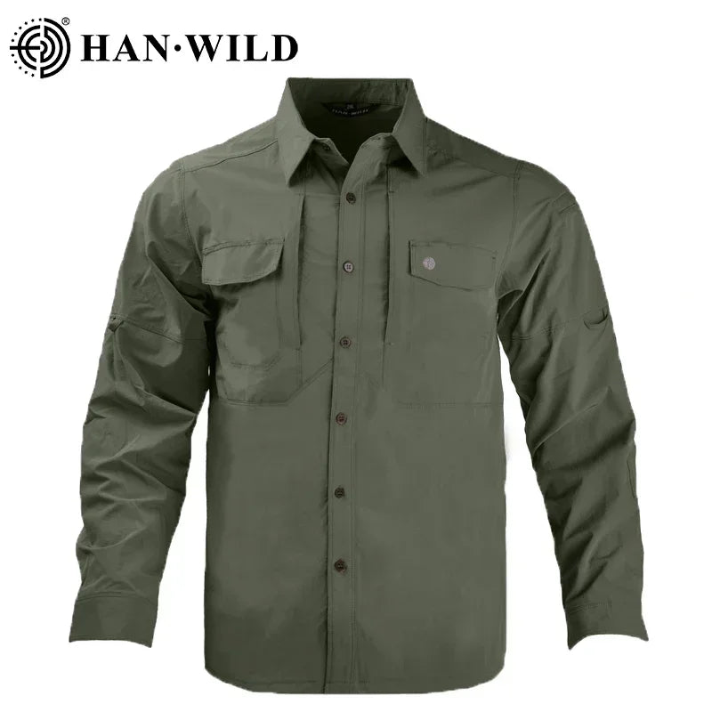 Casual Shirt Camping Tactical Shirts for Men Lightweight Quick Drying Hiking Long Sleeve Work Cargo Airsoft Hunting Clothes
