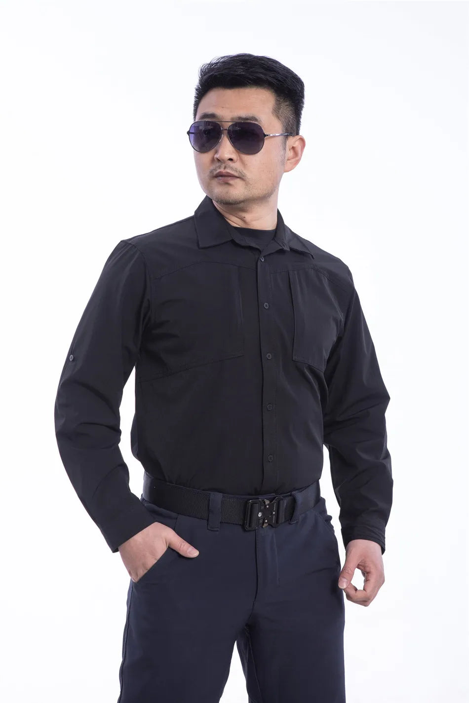 Outdoor Elastic Quick Drying Tactical Shirt Commuting Hunting Hiking Shirt Breathable Wear-resistant Splashproof Sports Shirt