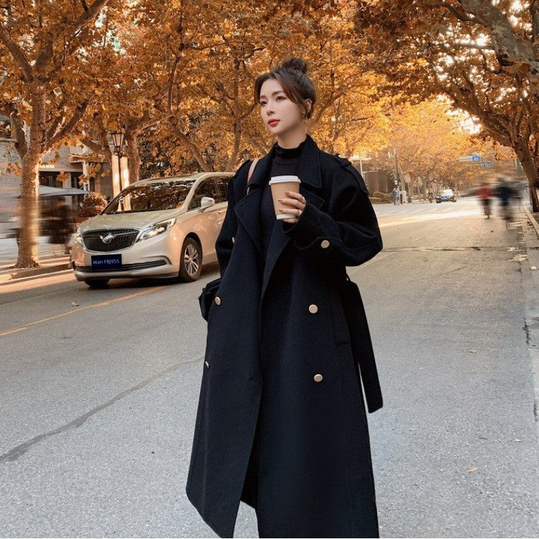 2024 Pure New Plus Size Women's Clothing Big Woman Woolen Coat Slimming Long Loose Woolen Coat 100.00kg