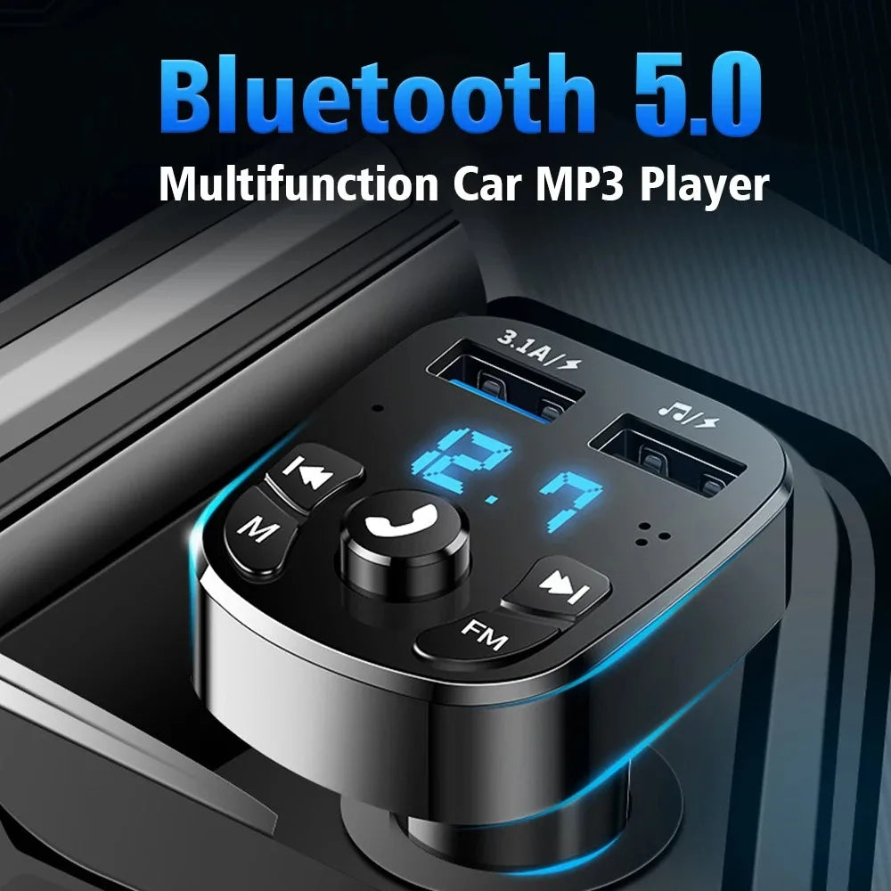 3.1A FM Transmitter Wireless Bluetooth 5.0 Car MP3 Player Dual USB Fast Charging Adapter in Car Noise Reduction Audio Receiver