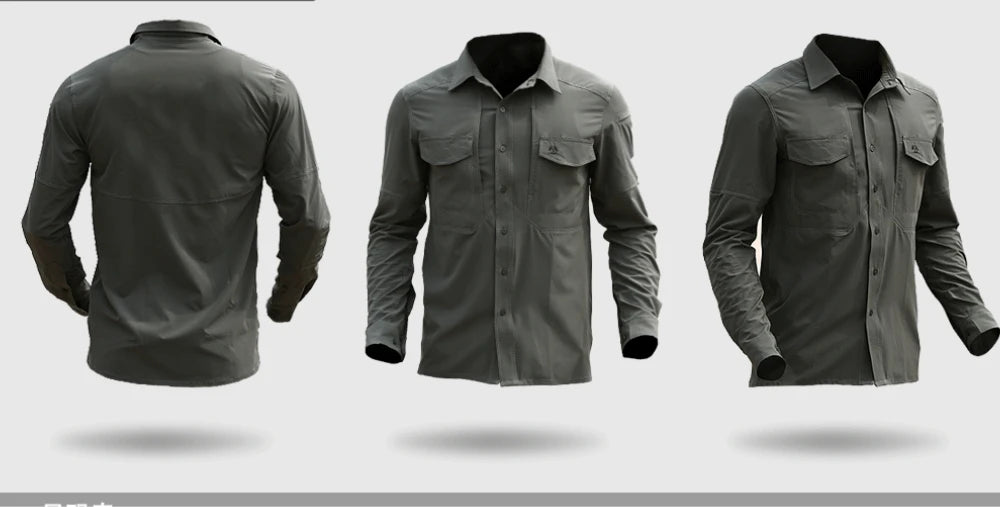 Outdoor Hiking Tactical Shirt Spring Autumn Quick Dry Elastic Long Sleeve Shirt Business Casual Sports Military Combat Uniform