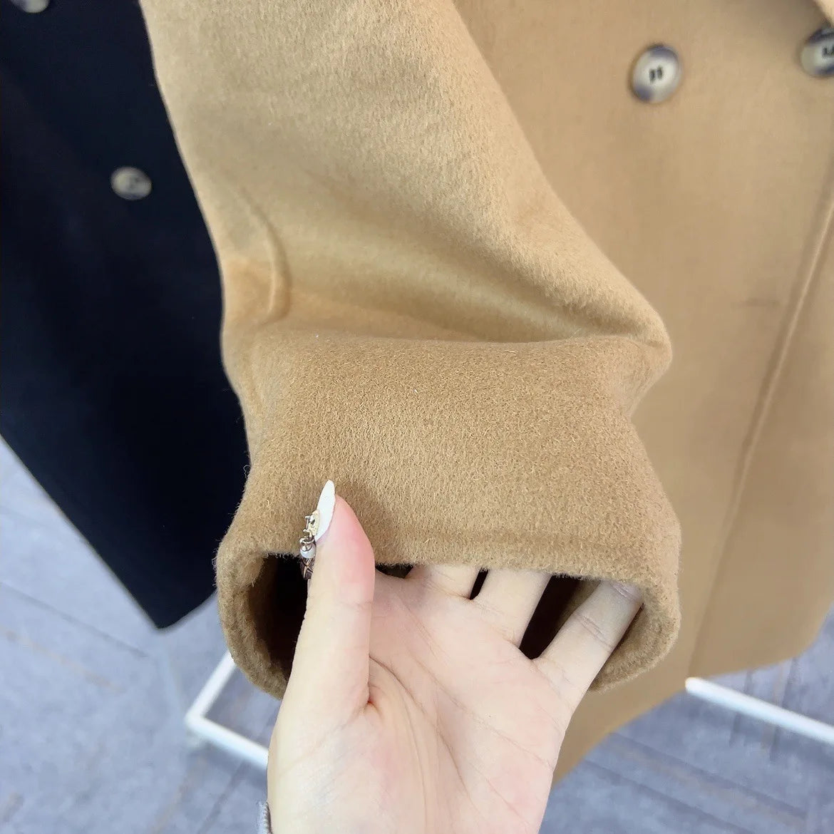 2023 Autumn Women Drouble Breasted Woolen Coat Fashion Loose Style Women Winter Clothes Long Coats Tops New