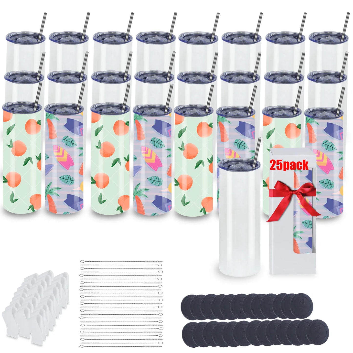 25pack US warehouse bulk 20oz 30oz Stainless Steel heat Printing Tumbler Double Wall Insulated straight Sublimation Tumbler
