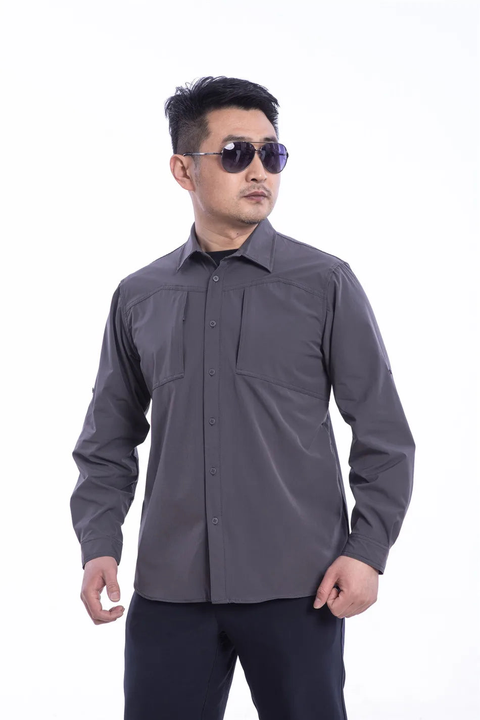 Outdoor Elastic Quick Drying Tactical Shirt Commuting Hunting Hiking Shirt Breathable Wear-resistant Splashproof Sports Shirt
