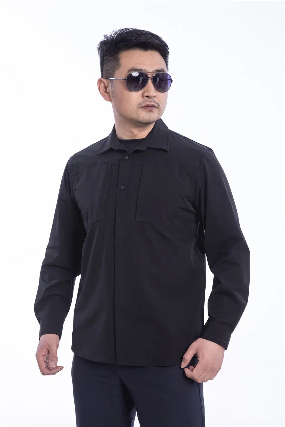 Outdoor Elastic Quick Drying Tactical Shirt Commuting Hunting Hiking Shirt Breathable Wear-resistant Splashproof Sports Shirt