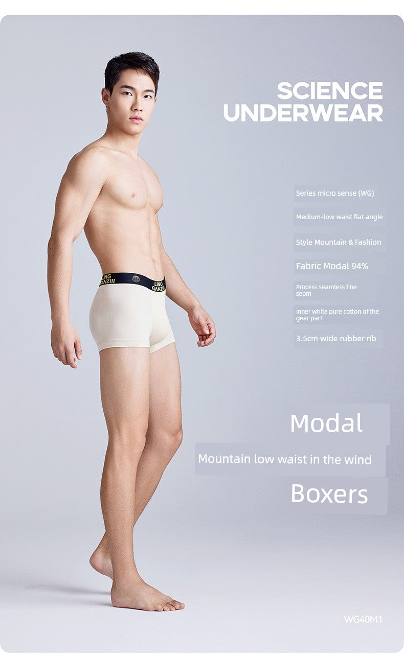 Zero Perception Men Underwear Classy Modal Boys Boxers Boxers Mid Waist Sports Underpants Wg40m1