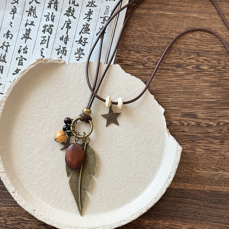 Zen Female Ethnic Style Twin Bohemia Feather